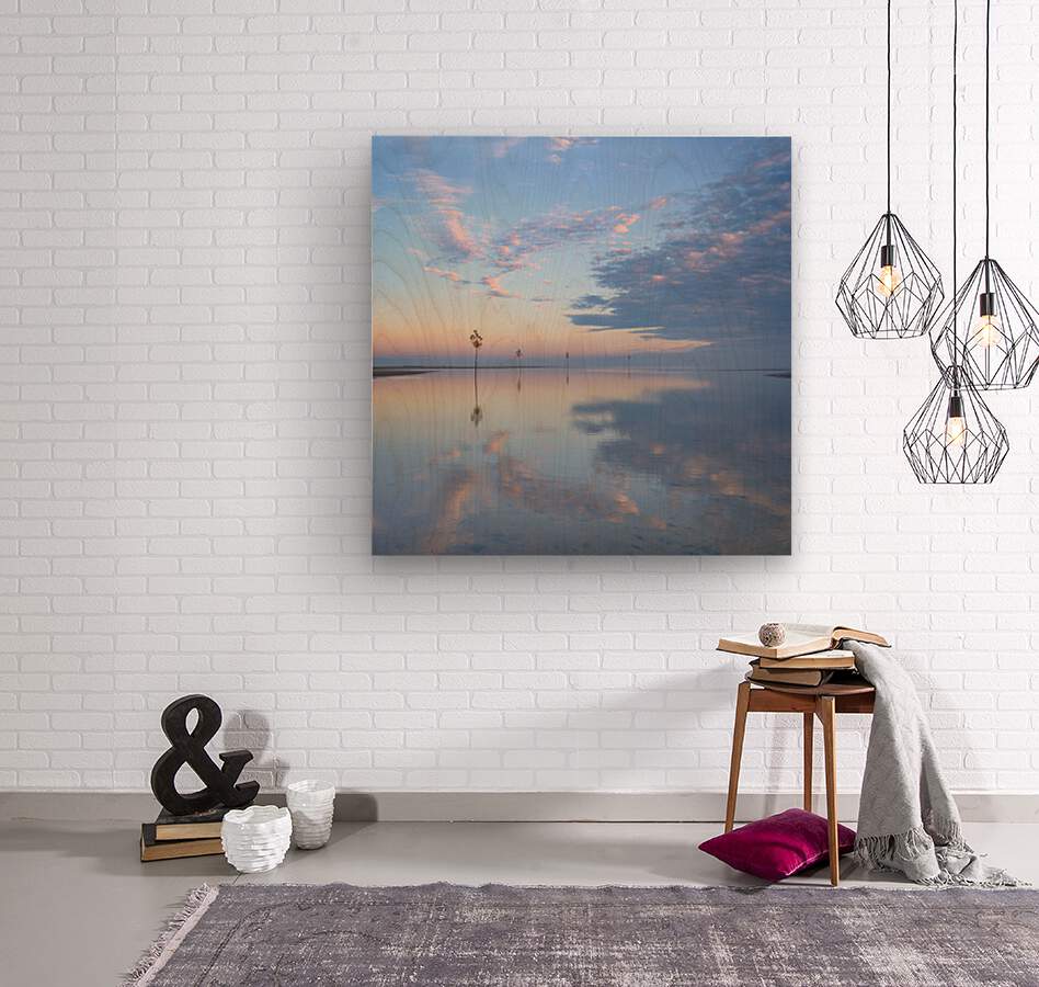 Cotton Candy Skies                square  Wood print